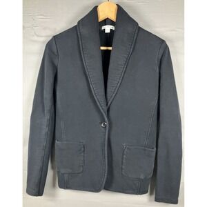 James Perse Blazer Jacket Womens Size 2 Black Shawl Collar Cotton Knit Casual